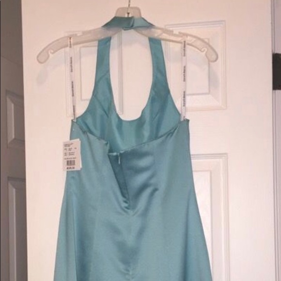 Knee/Tea Length Satin Halter Dress - Picture 3 of 4